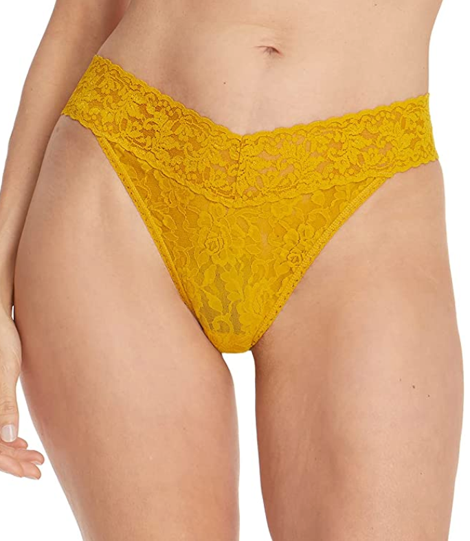 Signature Lace Original Rise Thong - Mustard