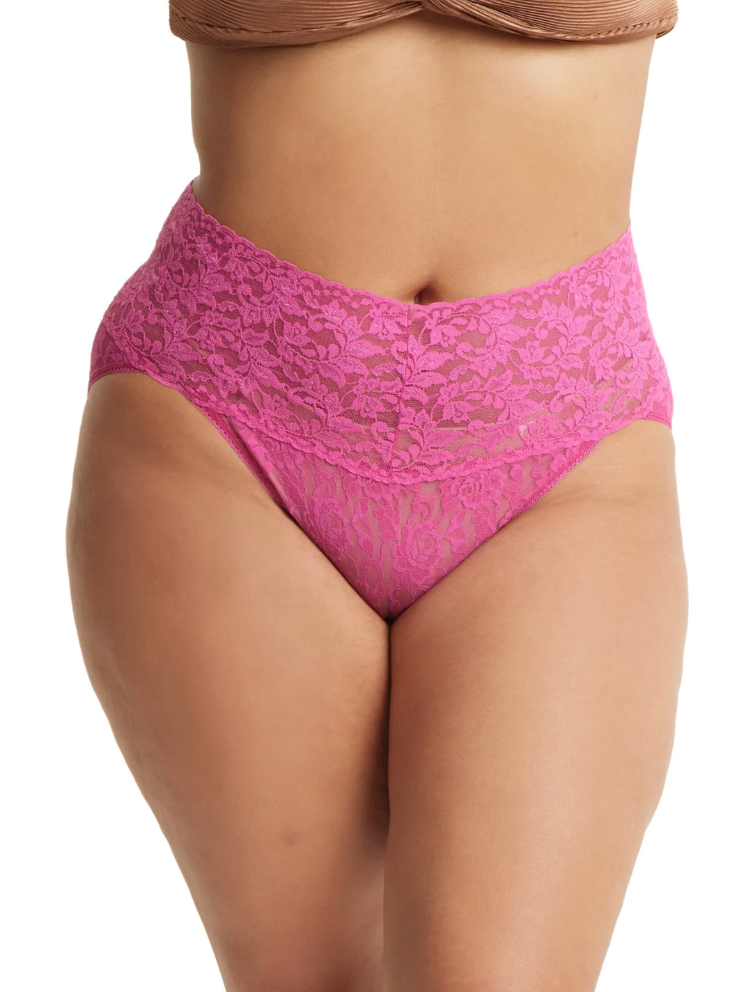 Plus Size Retro Lace Thong - Dragon Fruit