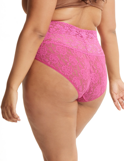 Plus Size Retro Lace Thong - Dragon Fruit