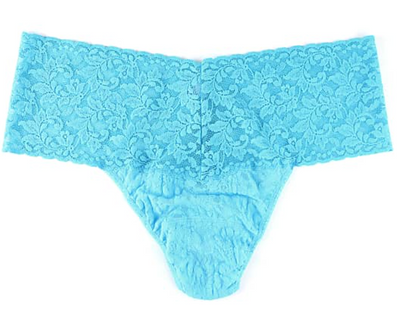 Plus Size Retro Lace Thong - Tempting Turquoise