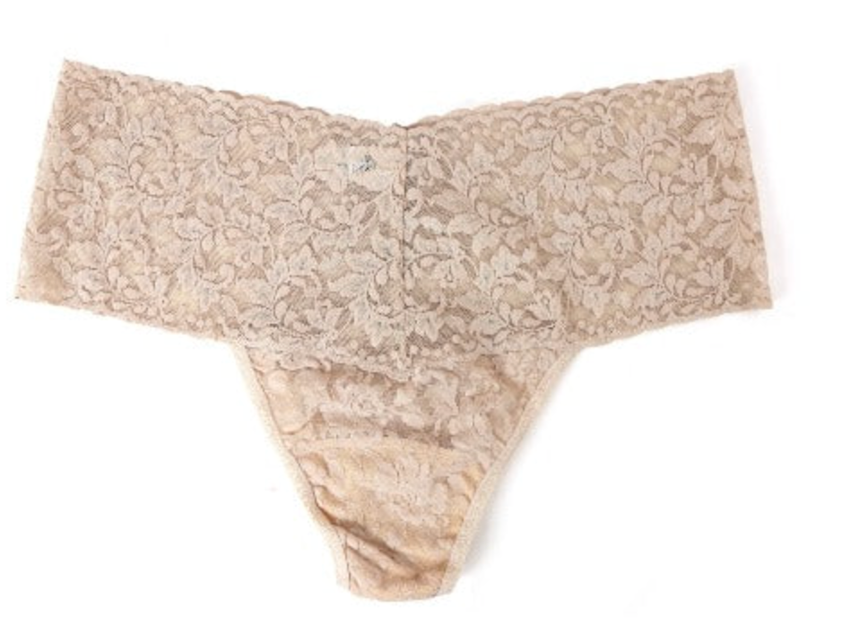 Plus Size Retro Lace Thong - Chai