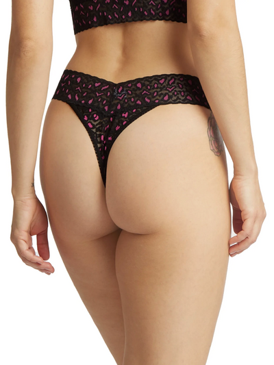 Cross-Dyed Leopard Original Rise Thong - Black/Tulip Pink