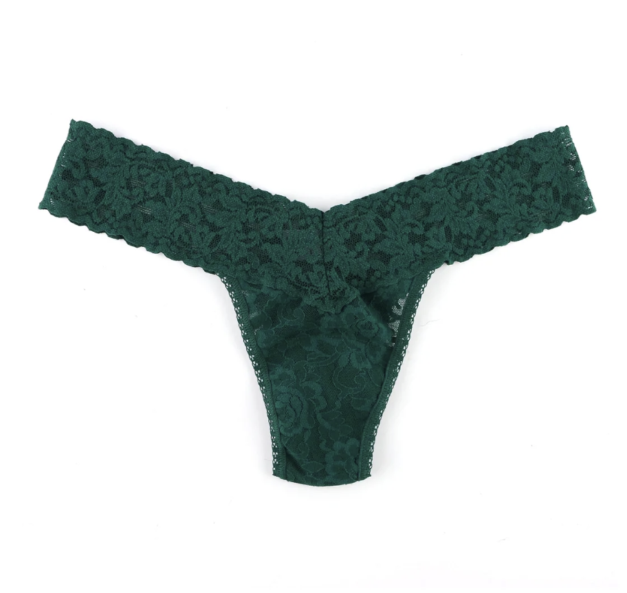 Signature Lace Low Rise Thong - Green Queen