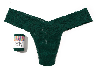 Signature Lace Low Rise Thong - Green Queen