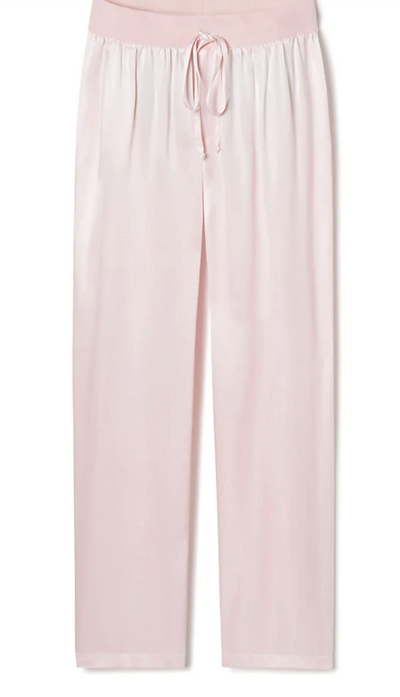Jolie Satin Pant With Rib Waistband And Adjustable Drawstring - Blush