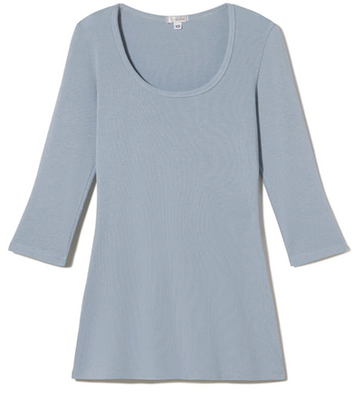 Norah Rib Knit 3/4 Sleeve Tee - Morning Blue
