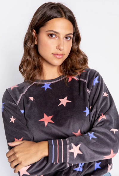 Starry Sunsets Lounge Top - Charcoal