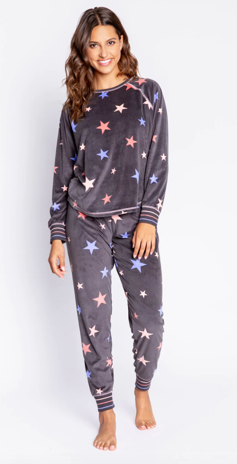 Starry Sunsets Lounge Top - Charcoal