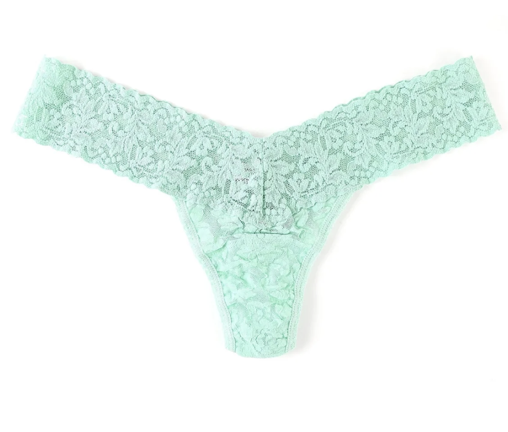 Signature Lace Low Rise Thong - Spring Mint Green