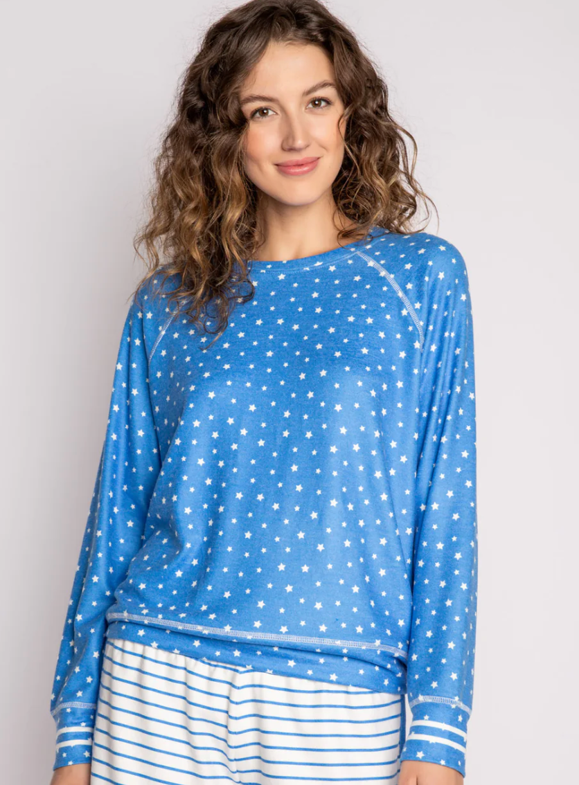 Blue Star Long Sleeve Top - Tranquil Blue