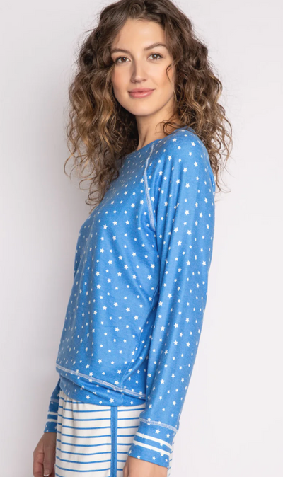 Blue Star Long Sleeve Top - Tranquil Blue