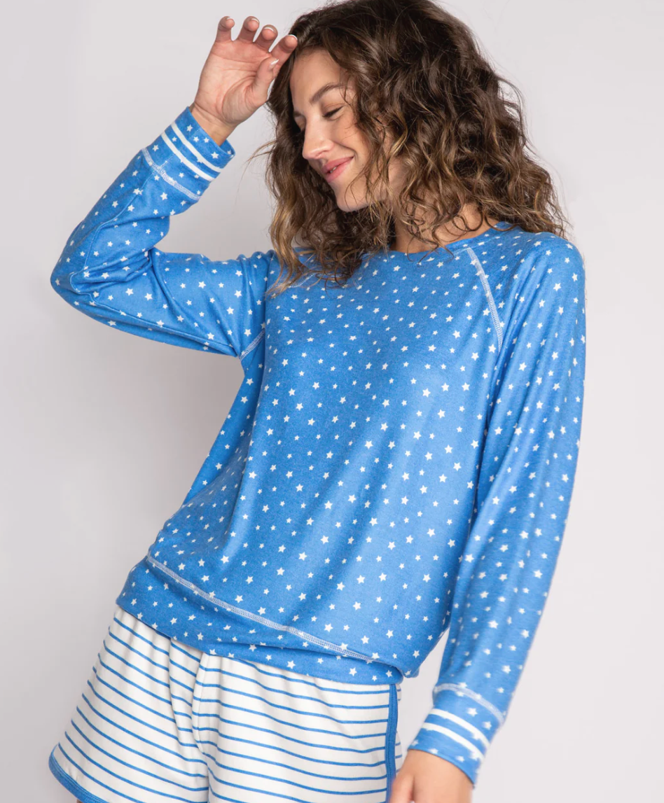 Blue Star Long Sleeve Top - Tranquil Blue