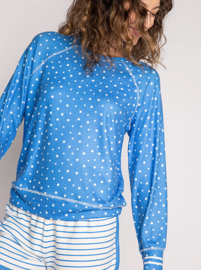 Blue Star Long Sleeve Top - Tranquil Blue