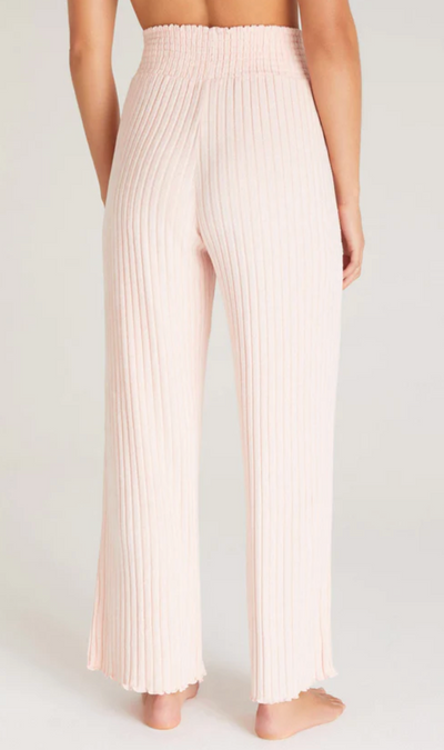 Dawn Smocked Rib Pant - Pink Cream