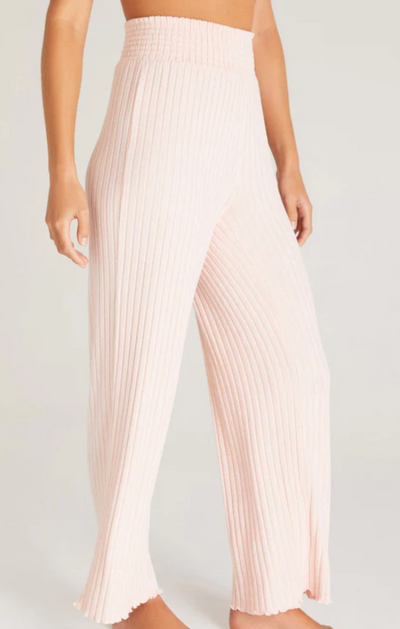 Dawn Smocked Rib Pant - Pink Cream