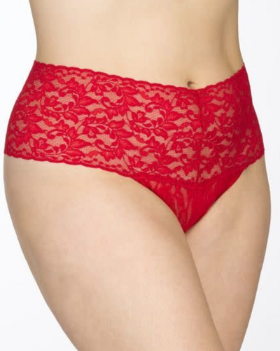 Plus Size Retro Lace Thong - Red