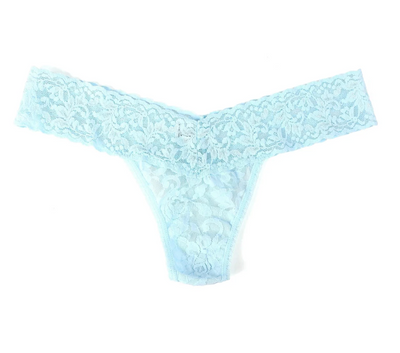 Signature Lace Low Rise Thong - Celeste Blue