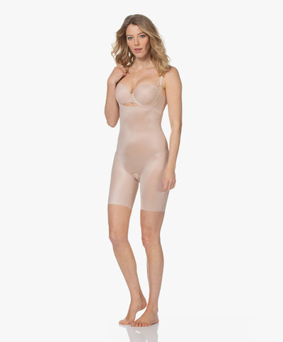 Thinstincts 2.0® Open-Bust Mid-Thigh Bodysuit- Champagne Beige