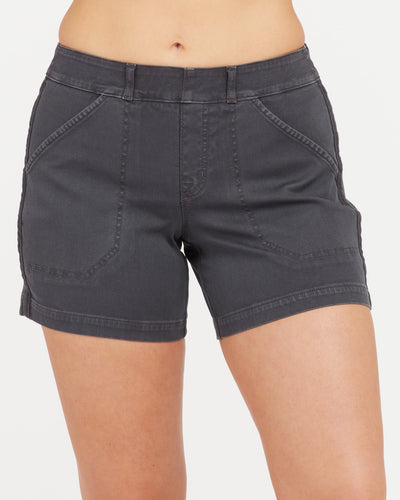 SPANX Stretch Twill Shorts, 6" - Washed Black