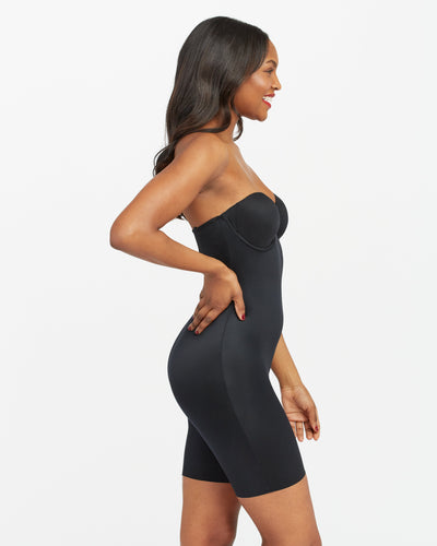 Suit Your Fancy Strapless Cupped Mid-Thigh Bodysuit - Very Black
