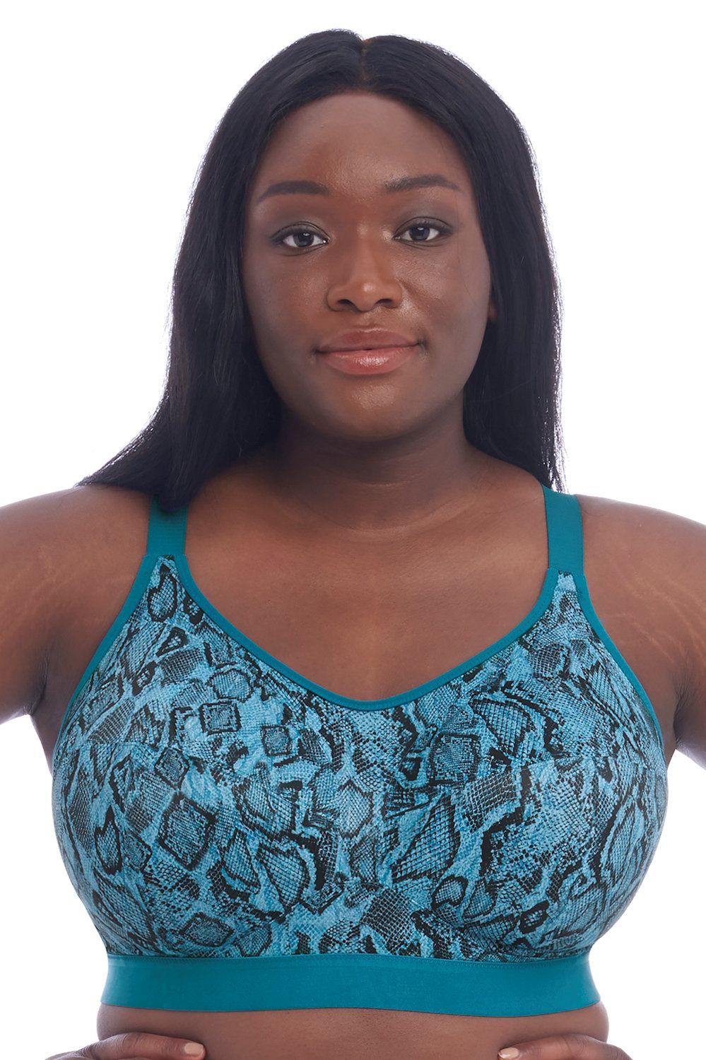 Goddess Sport Non-Wired Bra - Teal Snake