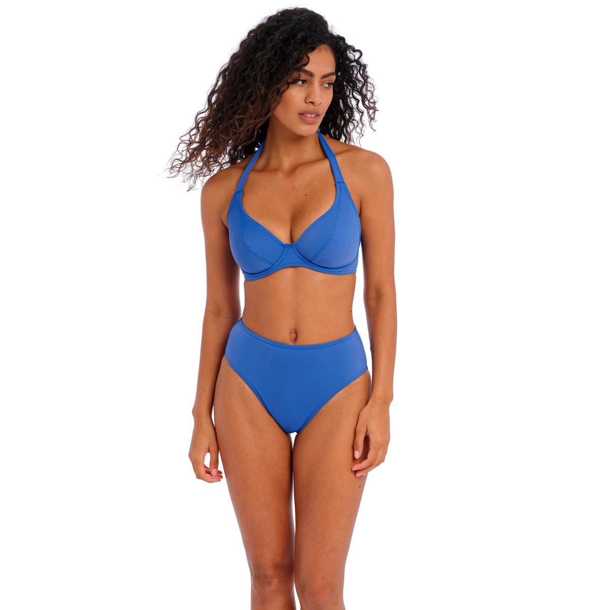 Jewel Cove High Waist Bikini Brief - Plain Azure