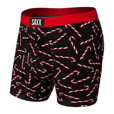 Vibe Super Soft Jersey Boxer Brief - Black Candy Canes