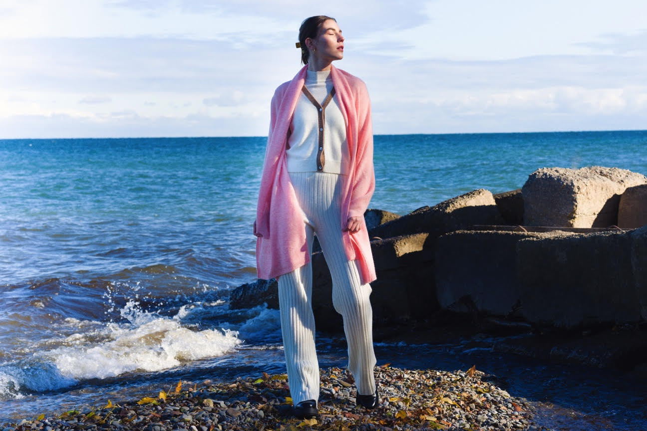 Cashmere Scarf/Wrap - Baby Pink
